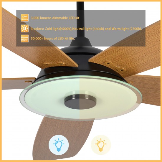 Journey 56-Inch Indoor/Outdoor Smart Ceiling Fan - Amber