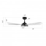 Elira 52-Inch Indoor/Outdoor Smart Ceiling Fan - Matte Black/White Marble