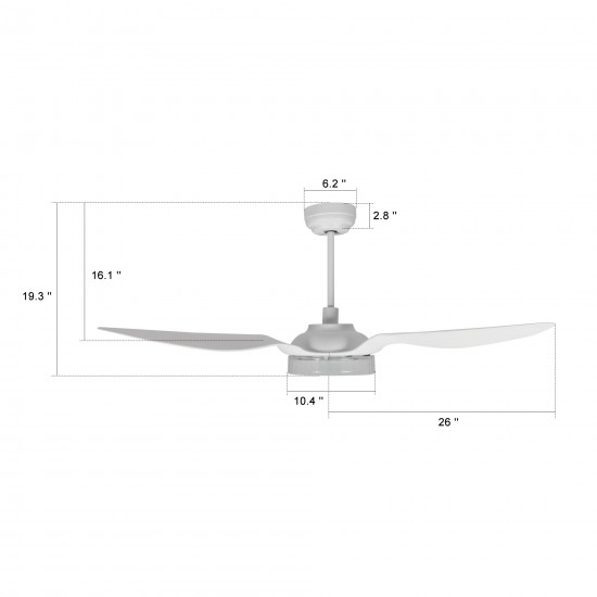 Fletcher 52-Inch Indoor/Outdoor Smart Ceiling Fan - Champagne/White