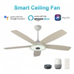 Journey 56-Inch Indoor/Outdoor Smart Ceiling Fan - Chrome Gray