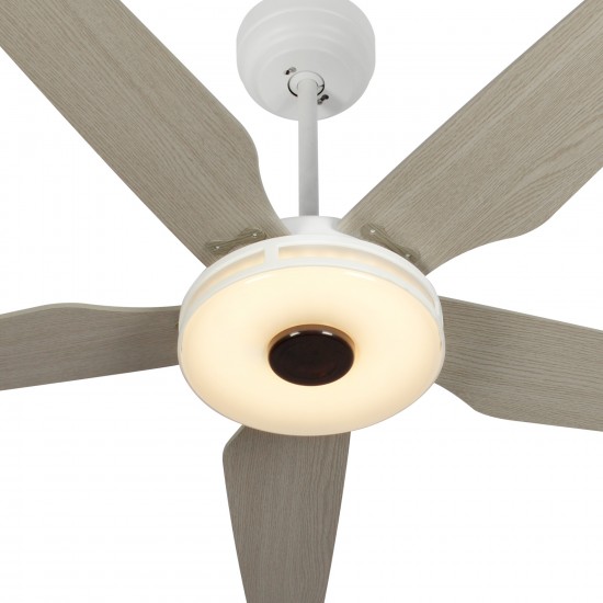 Elira 52 Inch 5-Blade Smart Ceiling Fan - White