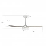 Elira 52 Inch 5-Blade Smart Ceiling Fan - White