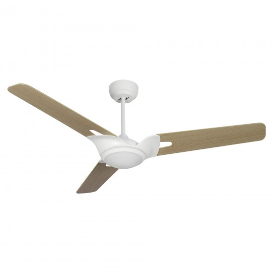 Hoffen 56 Inch 3-Blade Smart Ceiling Fan - White/Light Wood