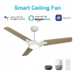 Hoffen 56 Inch 3-Blade Smart Ceiling Fan - White/Light Wood