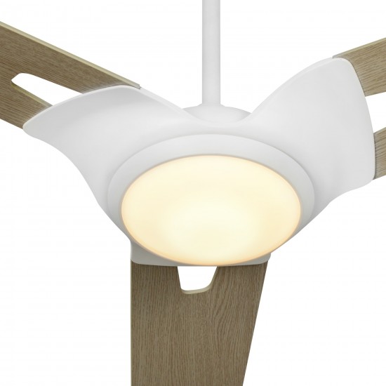 Hoffen 56 Inch 3-Blade Smart Ceiling Fan - White/Light Wood