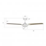 Hoffen 56 Inch 3-Blade Smart Ceiling Fan - White/Light Wood