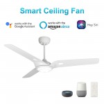 Hoffen 56 Inch 3-Blade Smart Ceiling Fan - White/White