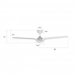 Hoffen 52 Inch 3-Blade Smart Ceiling Fan - White/White