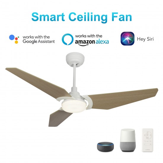 Kaj 56 Inch 3-Blade Smart Ceiling Fan - White