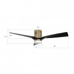 Spezia 52 Inch 3-Blade Smart Ceiling Fan - Gold