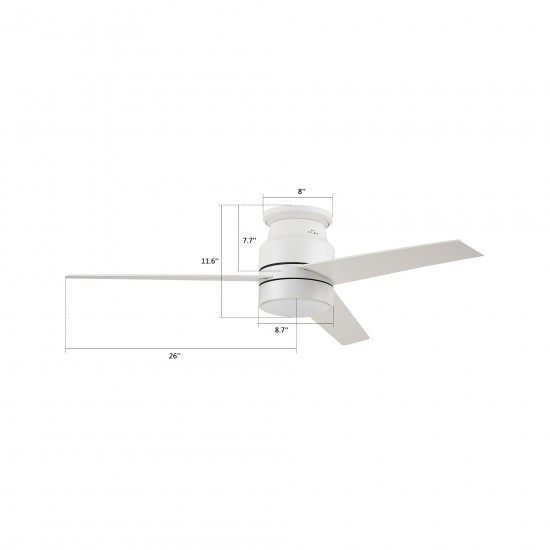 Raiden 52 Inch 3-Blade Smart Ceiling Fan - White