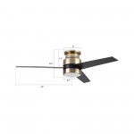 Raiden 52 Inch 3-Blade Smart Ceiling Fan - Gold