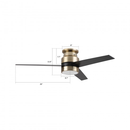 Raiden 52 Inch 3-Blade Smart Ceiling Fan - Gold