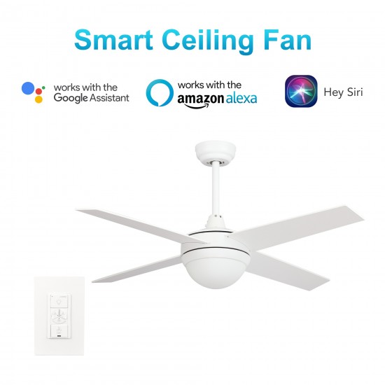 Neva 48 Inch 4-Blade Smart Ceiling Fan - White