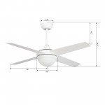 Neva 48 Inch 4-Blade Smart Ceiling Fan - White