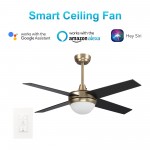 Neva 48 Inch 4-Blade Smart Ceiling Fan - Gold