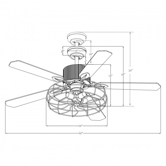 Helston 52 Inch 5-Blade Smart Ceiling Fan - Black/Walnut (Reversible Blades)