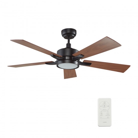 Appleton 56 Inch 5-Blade Smart Ceiling Fan - Black/Wood Grain Pattern