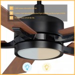 Appleton 56 Inch 5-Blade Smart Ceiling Fan - Black/Wood Grain Pattern