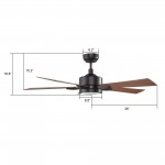 Appleton 56 Inch 5-Blade Smart Ceiling Fan - Black/Wood Grain Pattern