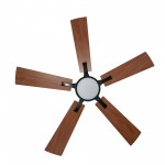 Appleton 56 Inch 5-Blade Smart Ceiling Fan - Black/Wood Grain Pattern