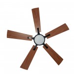 Appleton 52 Inch 5-Blade Smart Ceiling Fan - Black/Wood Grain Pattern