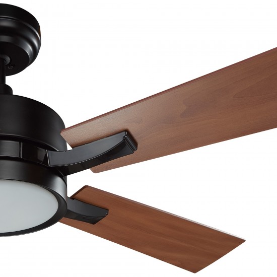 Appleton 52 Inch 5-Blade Smart Ceiling Fan - Black/Wood Grain Pattern