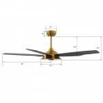 Journey 56 Inch 5-Blade Smart Ceiling Fan - Gold