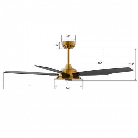 Journey 56 Inch 5-Blade Smart Ceiling Fan - Gold