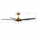 Journey 56 Inch 5-Blade Smart Ceiling Fan - Gold