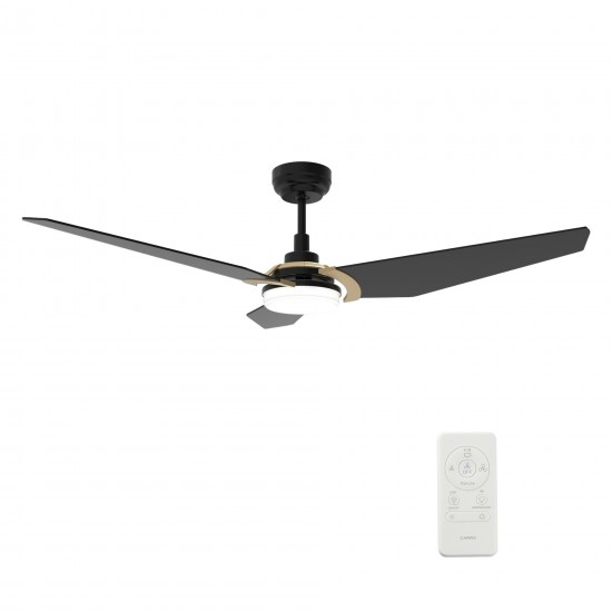 Kaj 56 Inch 3-Blade Smart Ceiling Fan - Black/Black