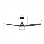 Kaj 56 Inch 3-Blade Smart Ceiling Fan - Black/Black