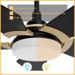 Woodrow 52 Inch 5-Blade Smart Ceiling Fan - Black/Black (Gold Detail)