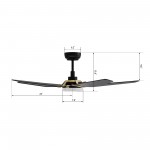 Woodrow 52 Inch 5-Blade Smart Ceiling Fan - Black/Black (Gold Detail)