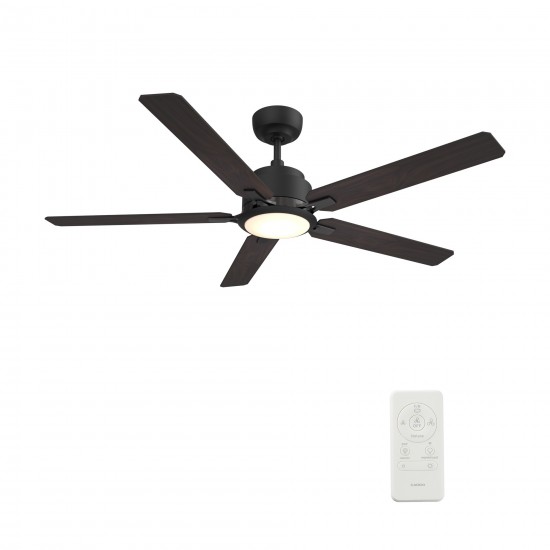 Espear 52 Inch 5-Blade Smart Ceiling Fan - Black/Walnut (Reversible Blades)