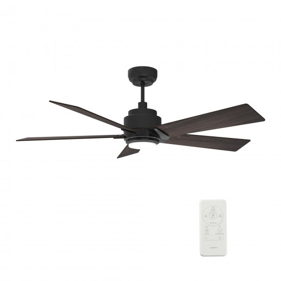 Ascender 52 Inch 5-Blade Smart Ceiling Fan - Black/Walnut Wood