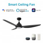 Cranston 52 Inch 3-Blade Smart Ceiling Fan - Black