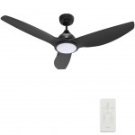 Cranston 52 Inch 3-Blade Smart Ceiling Fan - Black