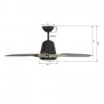 Eunoia 52 Inch 3-Blade Smart Ceiling Fan - Black