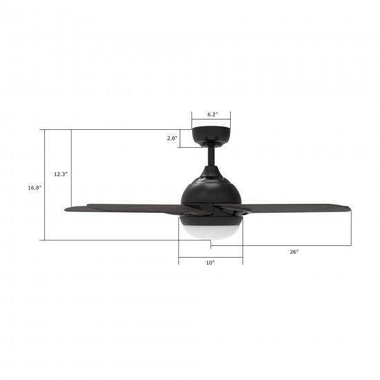 Solasta 52 Inch 5-Blade Smart Ceiling Fan - Black