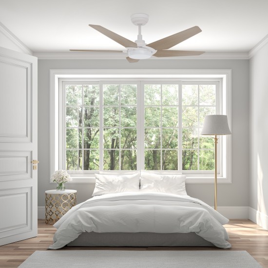 Woodrow 52 Inch 5-Blade Smart Ceiling Fan - White