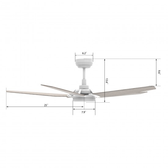 Woodrow 52 Inch 5-Blade Smart Ceiling Fan - White