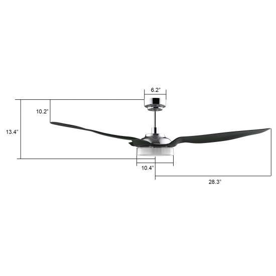 Fletcher 56 Inch 3-Blade Smart Ceiling Fan - Silver