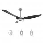 Fletcher 56 Inch 3-Blade Smart Ceiling Fan - Silver