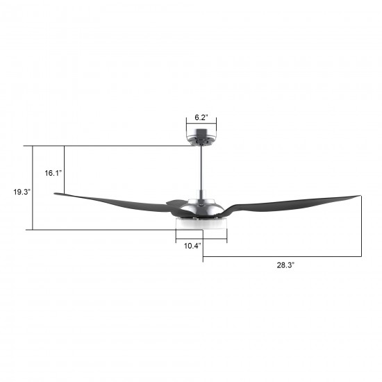 Fletcher 56 Inch 3-Blade Smart Ceiling Fan - Silver