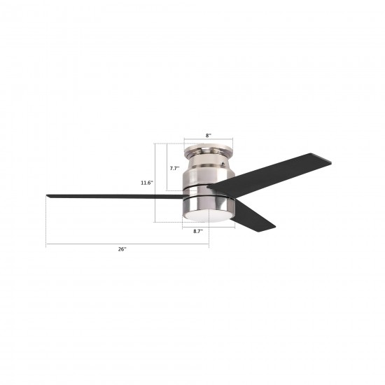 Raiden 52 Inch 3-Blade Smart Ceiling Fan - Silver/Black