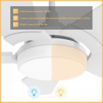Woodrow 52 Inch 5-Blade Smart Ceiling Fan - White/White