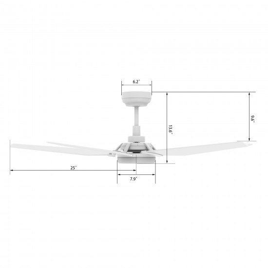 Woodrow 52 Inch 5-Blade Smart Ceiling Fan - White/White