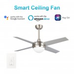 Neva 48 Inch 4-Blade Smart Ceiling Fan - Silver