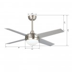 Neva 48 Inch 4-Blade Smart Ceiling Fan - Silver